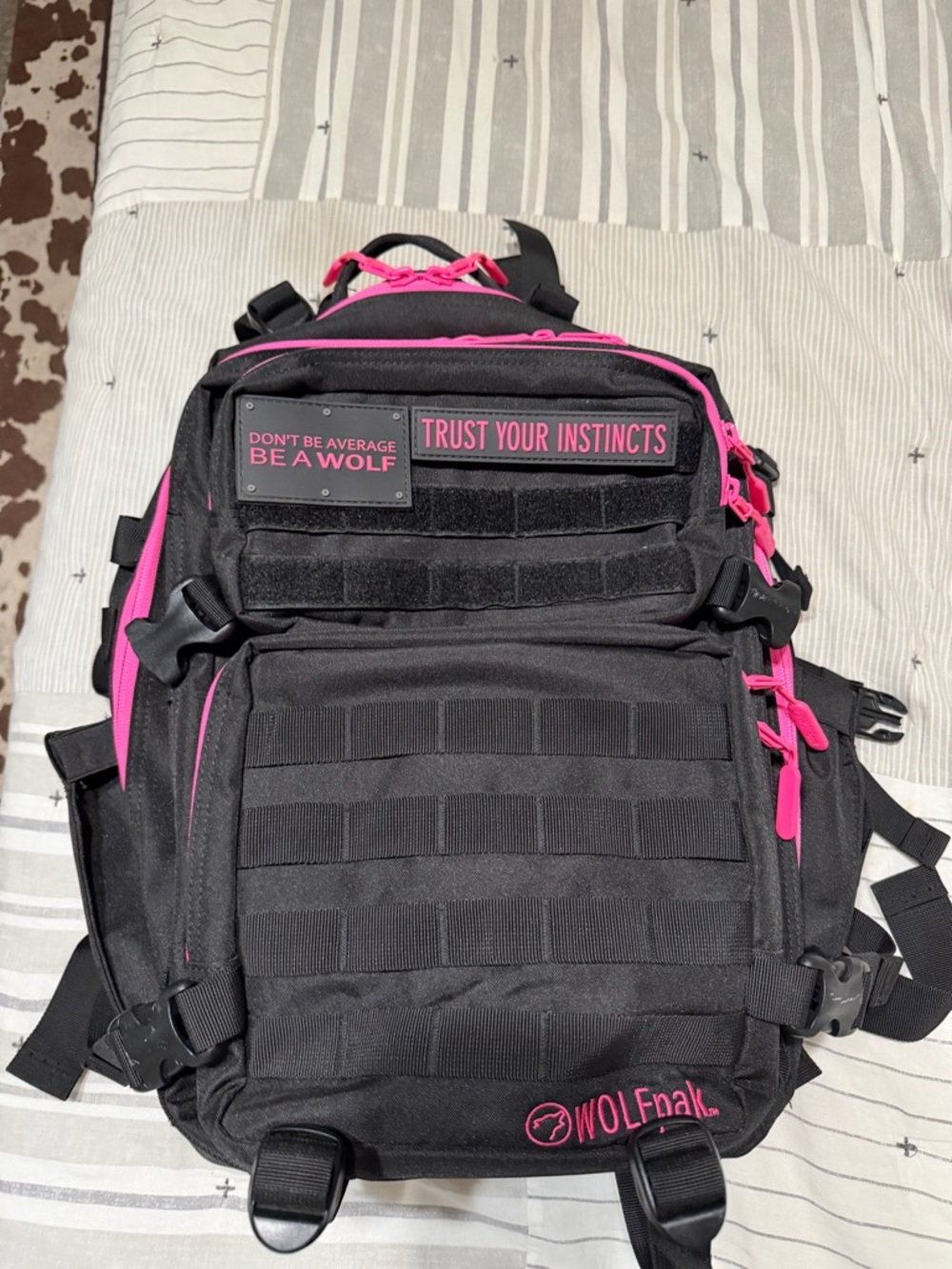 WOLF Pam Black and Pink Tactical Backpack